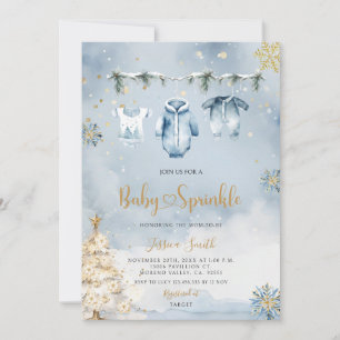 Blauer Weihnachtsjunge Babykleidung Babysprinkle Einladung