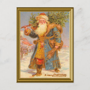 Blauer Weihnachtsmann Feiertagspostkarte