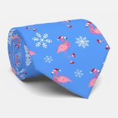blauer Weihnachtsmann Flamingo Krawatte (Gerollt)