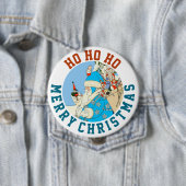 Blauer Weihnachtsmann mit Weihnachtsgeschenken im Button (Beispiel)