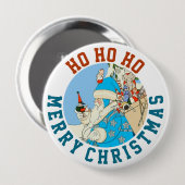 Blauer Weihnachtsmann mit Weihnachtsgeschenken im Button (Vorne & Hinten)