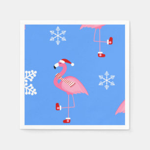 blauer Weihnachtsmann Santa Claus Flamingo Serviette