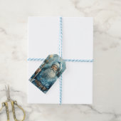 Blauer Weihnachtsmann Santa Claus Geschenkanhänger (Mit Garn)