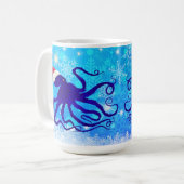Blauer Weihnachtsoktopus - 15 oz.Tasse Kaffeetasse (Vorderseite Links)
