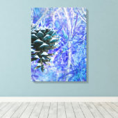 Blauer Weihnachtspinecone - Wrapped Canvas Leinwanddruck (Insitu (Holzboden))