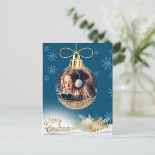 Blauer Weihnachtsschmuck Foto Snowflakes Feiertagspostkarte