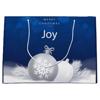 Blauer Weihnachtsschnee baubles joy snowflakes Große Geschenktüte