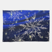 Blauer Weihnachtsschnee Geschirrtuch (Horizontal)