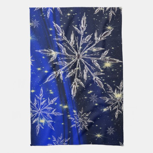 Blauer Weihnachtsschnee Geschirrtuch (Vertikal)