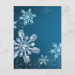 Blauer Weihnachtsschneeflockehintergrund Feiertagspostkarte