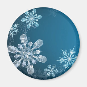 Blauer Weihnachtsschneeflockehintergrund Magnet
