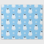 Blauer Weihnachtsschneeflocken Eisbär Geschenkpapier (Flach)