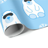 Blauer Weihnachtsschneeflocken Eisbär Geschenkpapier (Rolleneckpunkt)