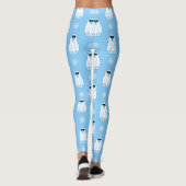 Blauer Weihnachtsschneeflocken Eisbär Leggings (Rückseite)