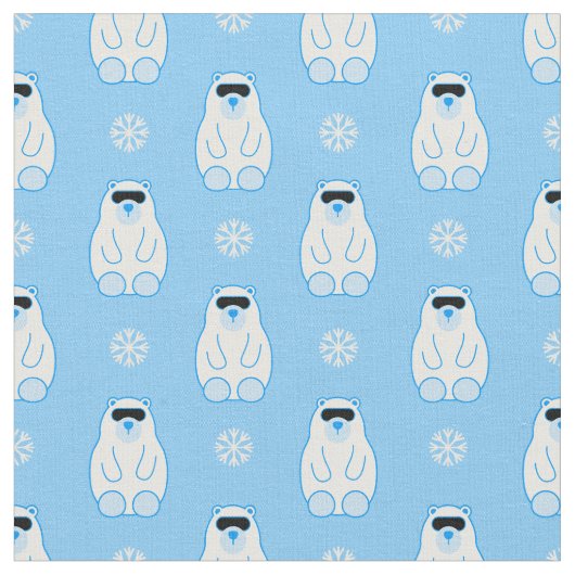 Blauer Weihnachtsschneeflocken Eisbär Stoff (Nahaufnahme)