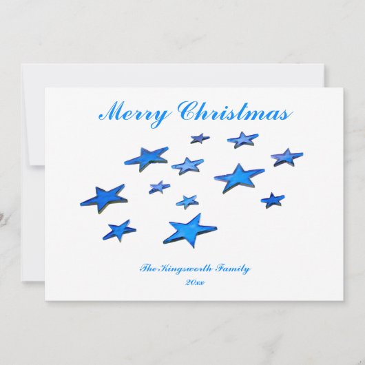 Blauer Weihnachtsstern mit individualisierbarem Te (Vorderseite)