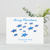 Blauer Weihnachtsstern mit individualisierbarem Te (Stehend Vorderseite)