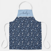 Blauer Weihnachtswald Schürze (Vorderseite)