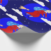 Blauer Weihnachtswitscher, Janna-Broomrider-Spookm Geschenkpapier (Ecke)