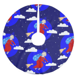 Blauer Weihnachtswitscher, Janna-Broomrider-Spookm Polyester Weihnachtsbaumdecke