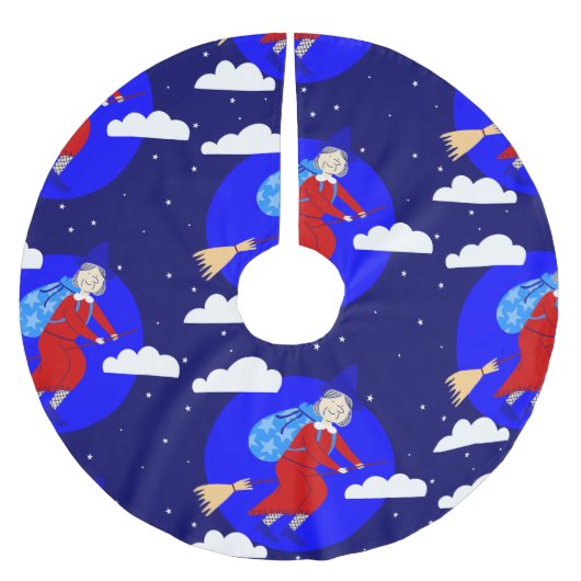 Blauer Weihnachtswitscher, Janna-Broomrider-Spookm Polyester Weihnachtsbaumdecke (Vorderseite)