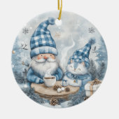 Blauer Weihnachtszwerg Keramik Ornament (Vorne)