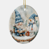 Blauer Weihnachtszwerg  Keramik Ornament (Rechts)
