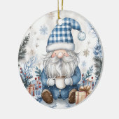 Blauer Weihnachtszwerg Keramik Ornament (Links)