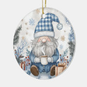 Blauer Weihnachtszwerg Keramik Ornament (Links)