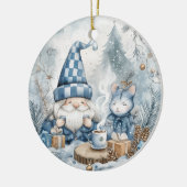 Blauer Weihnachtszwerg Keramik Ornament (Links)