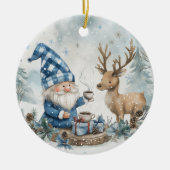 Blauer Weihnachtszwerg Keramik Ornament (Vorne)