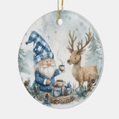 Blauer Weihnachtszwerg Keramik Ornament (Links)