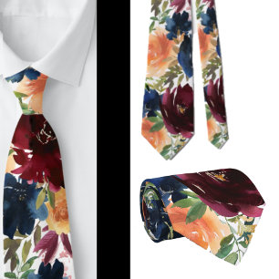 Blauer Wein Gelbe Rose Floral Neck Tie Krawatte