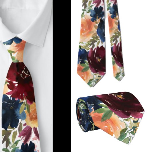 Blauer Wein Gelbe Rose Floral Neck Tie Krawatte