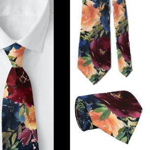 Blauer Wein Gelbe Rose Floral Neck Tie Krawatte