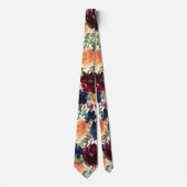 Blauer Wein Gelbe Rose Floral Neck Tie Krawatte (Vorderseite)