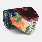 Blauer Wein Gelbe Rose Floral Neck Tie Krawatte (Gerollt)