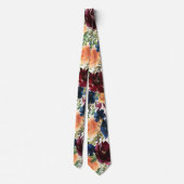 Blauer Wein Gelbe Rose Floral Neck Tie Krawatte (Rückseite)