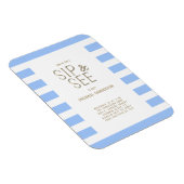 Blauer, weiß gestreifte Babydusche Magnet (Rechte Seite)