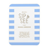 Blauer, weiß gestreifte Babydusche Magnet (Vertikal)