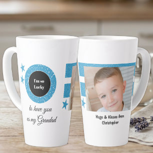 Blauer Weiß, so viel Glück Grandad mit Foto Milchtasse