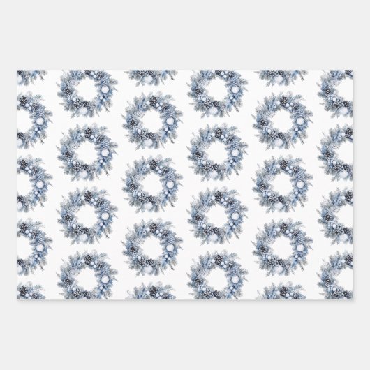 Blauer weiße Weihnachtsbaum Geschenkpapier Set (Vorderseite 3)