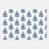 Blauer weiße Weihnachtsbaum Geschenkpapier Set (Vorderseite)