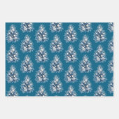 Blauer weiße Weihnachtsbaum Geschenkpapier Set (Vorderseite)