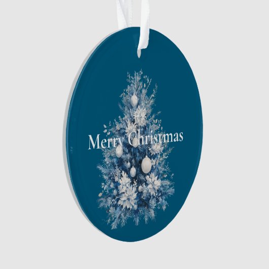 Blauer weiße Weihnachtsbaum Ornament (Vorderseite)