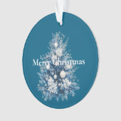 Blauer weiße Weihnachtsbaum Ornament (Vorderseite)
