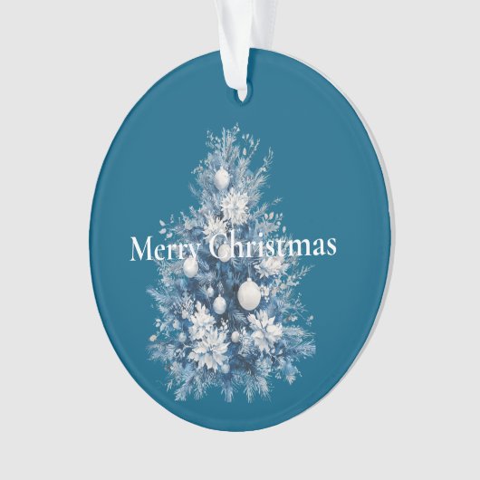 Blauer weiße Weihnachtsbaum Ornament (Vorderseite)