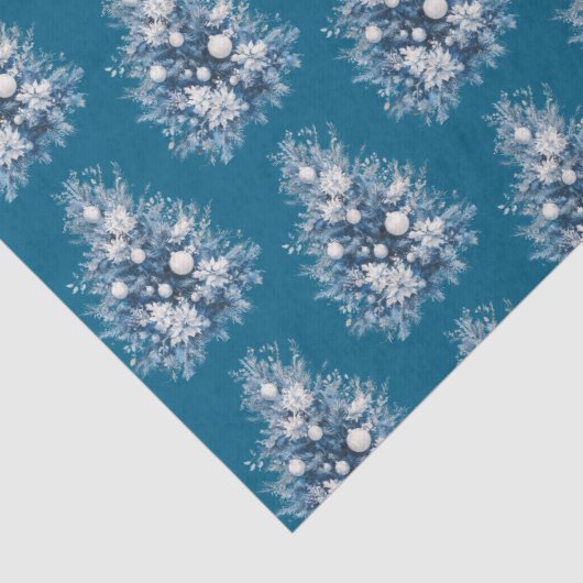 Blauer weiße Weihnachtsbaum Seidenpapier (Detail)