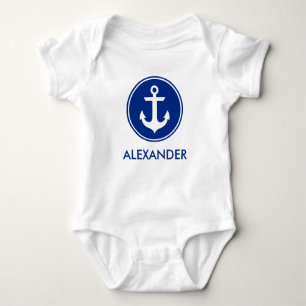 Blauer weißer Anker Personize Baby Strampler