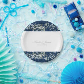 Blauer & weißer Babys atemberaubende Blumenzehen-T Pappteller (Party)